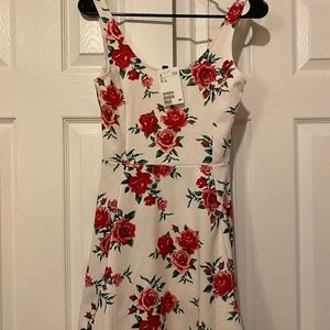 White dress with roses